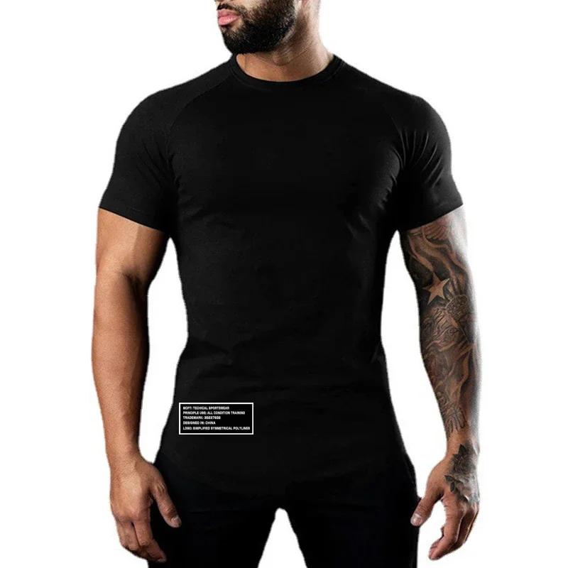 

Muscleguys Gym Bodybuilding Muscle Sport Jogging Shirts Summer Cotton Breathable Short Sleeve Clothing Mens Casual Fitness Workout T-shirts M чёрный