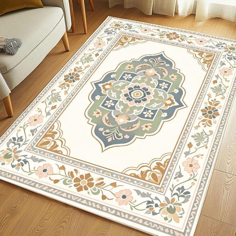 French Elegant Floral Carpet Stain Resistant And Non Slip Floor Mat Living Room Bedroom Study Home Decoration