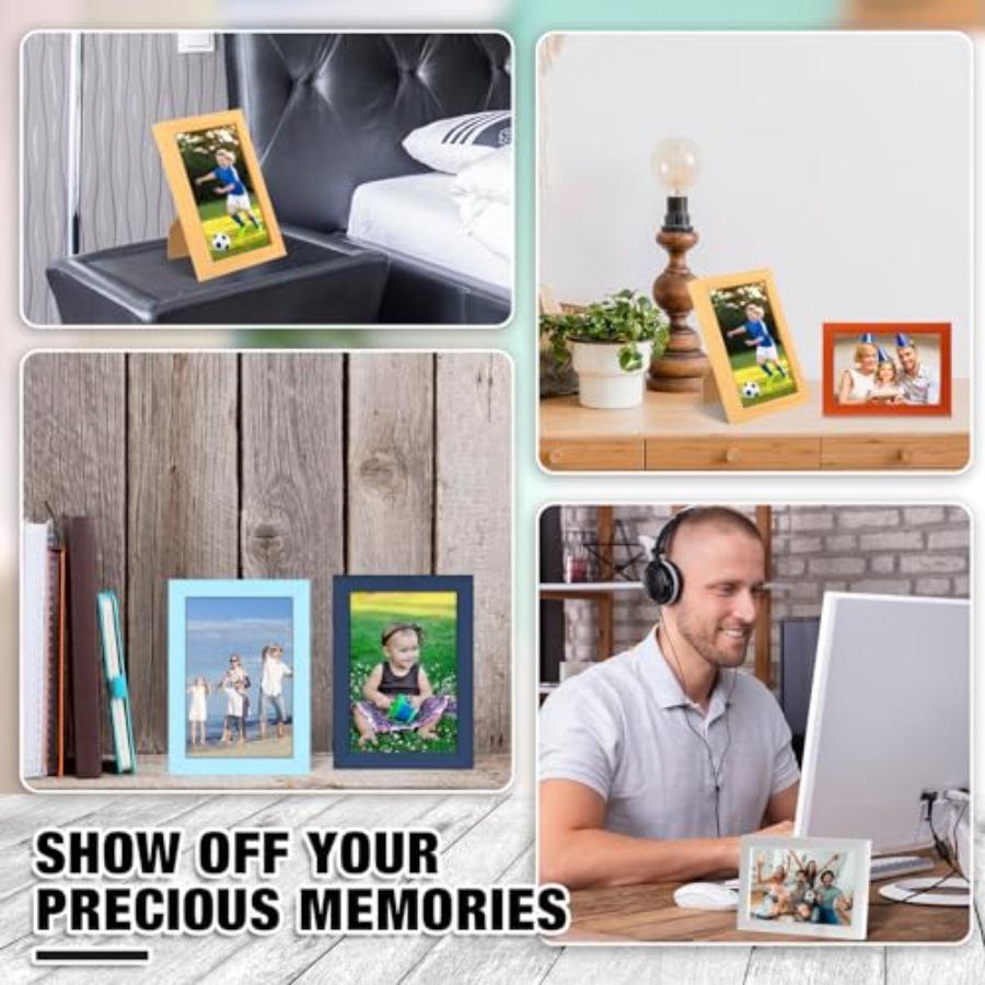 Set of 24 Picture Frame Bulk with Acrylic Sheet 4 X 6 Inch Photo Collage Frames with Invisible Nail and S Hooks for Wall Table