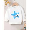 Kids Lightweight Crewneck Pullover Sweatshirt, Cartoon White Kitten Graphic Print