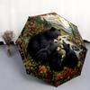 Patrón de Oso Negro del Bosque, paraguas de plegado automático, diseño portátil y plegable, 8 varillas, un regalo de Navidad o cumpleaños.