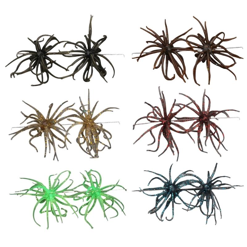 2Pcs Soft Fishing Lures with Urchin Shape, Simulation Fishing Stuff Urchin Baits Artificial Slow Floating Swimming Lures