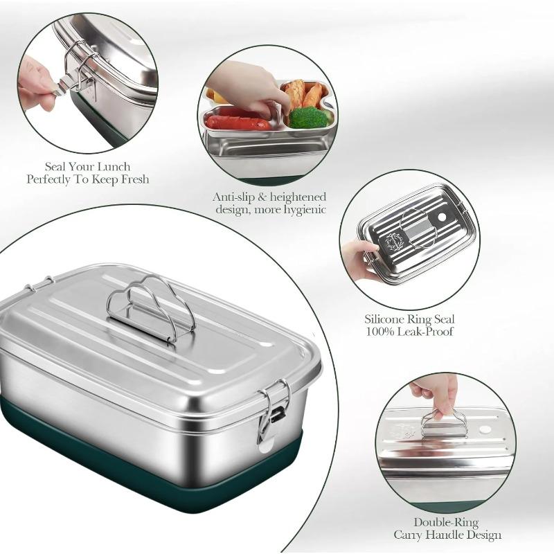 304 Edelstahl Bento Lunchbox - BPA-frei Spülmaschinenfest Lebensmittelaufbewahrungsbehälter für Camping & Büro