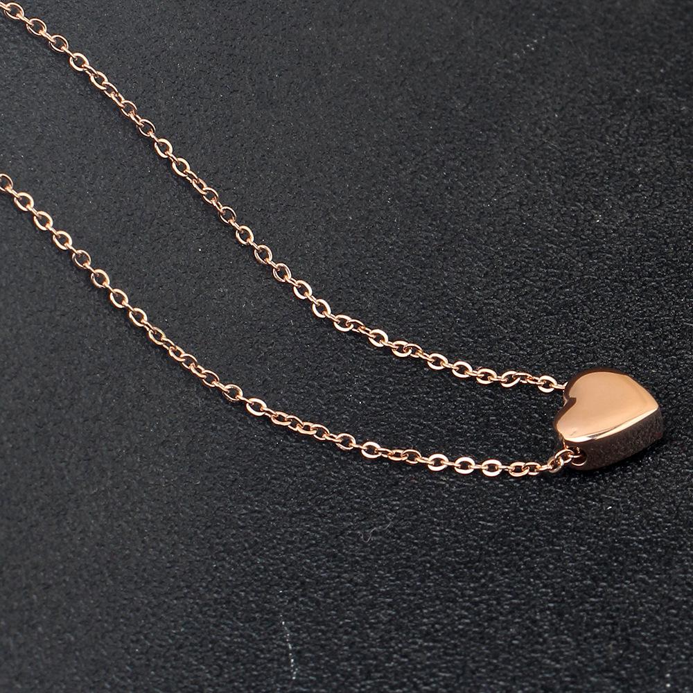 Cross-Border Simple 12MM Heart Necklace: Three-Color Stainless Steel Clavicle Chain with Engravable Pendant for Women