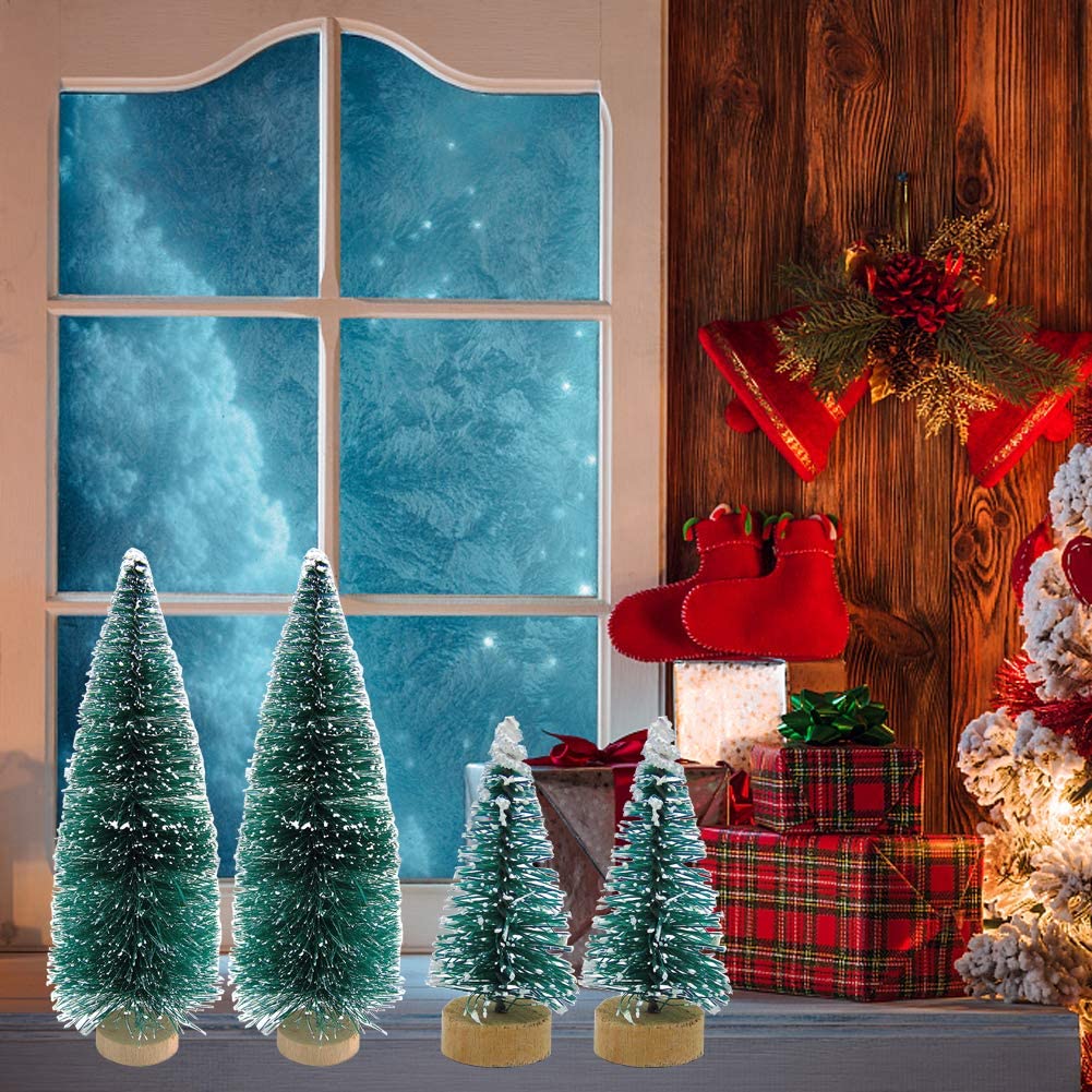 M-Modern-34 Stück Mini Weihnachtsbaum Schnee Frost Kleine Kiefer DIY Basteln Schreibtischdekoration Weihnachtsschmuck Baumschmuck