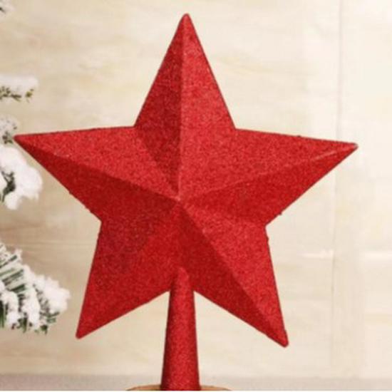 Gold Glitter 3D Christmas Tree Star Topper Ornament