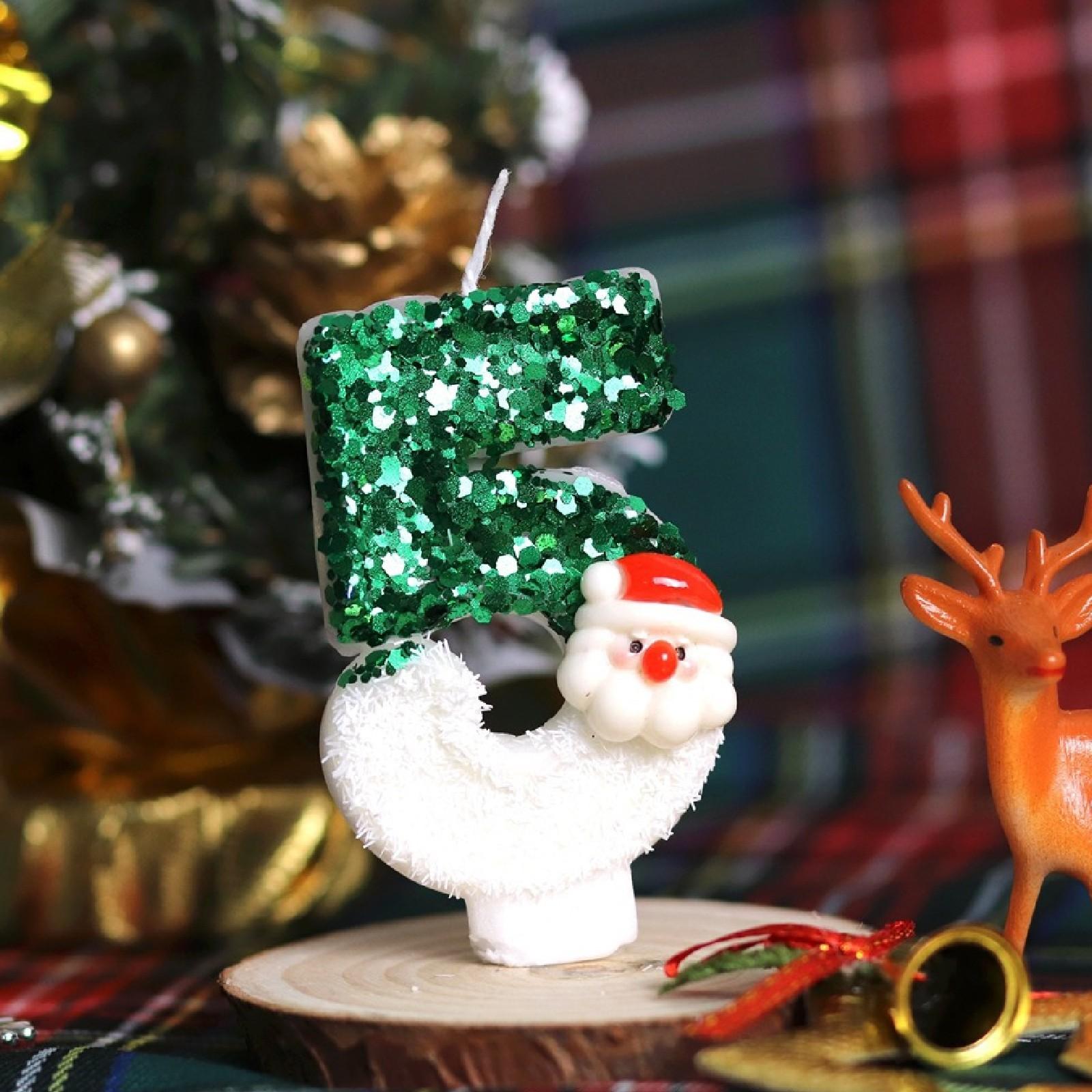 

Рождественский номер День рождения Свеча Вечеринка Торт Украшение Подарок на день рождения Санта-Клаус One Size