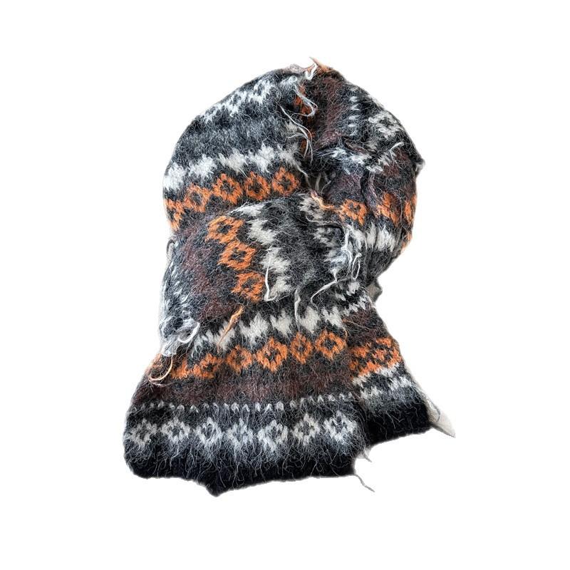 Fair Island Style Blended Scarf Women's Year New Autumn and Winter Warm Retro High-end Knitted Scarf