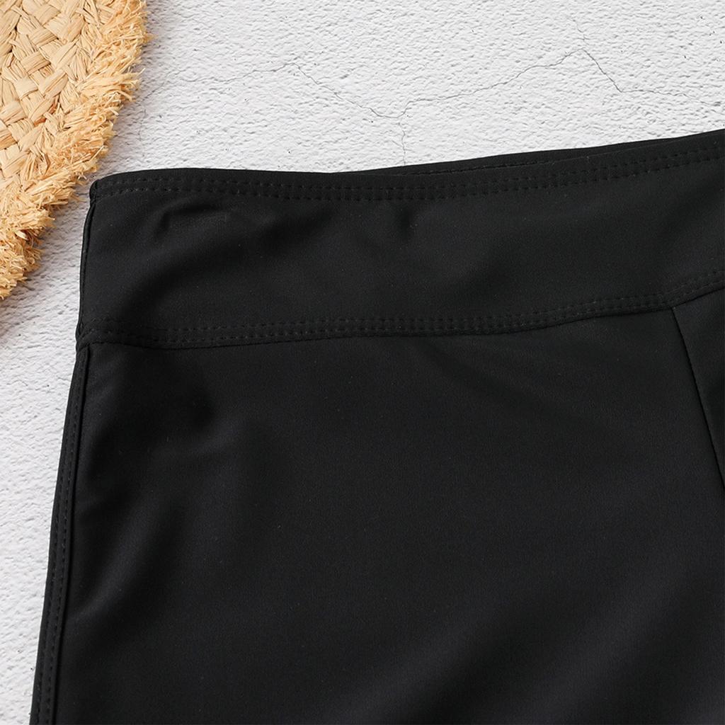 Women's Solid Color Boxer Style Swim Shorts Elastic Waistband Quick Dry Swimwear Bottoms for Casual Beach and Pool Use