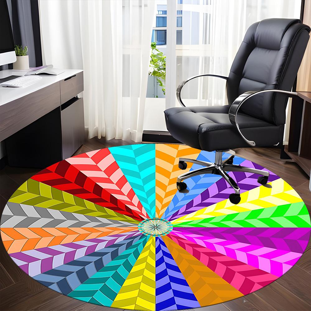 1pc Color Wheel Chair Carpet for Office Non Slip, Machine Washable Rug for Office, Room Holiday Decor for Christmas, Birthday Polyester