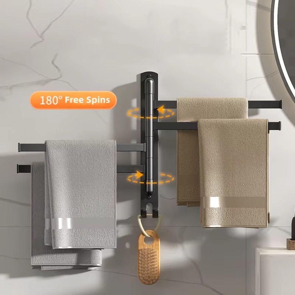 Multi-pole Suction Cup Towel Rack 180°Rotating Clothes Hanger Fashion Bathroom Towel Pole Rag