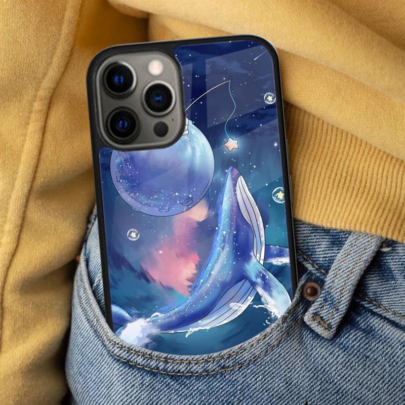 Fliegender Wal Magisch Weiche Handyhülle für iPhone 17 Air 16e Pro max 15 Pro 13 14 Plus 11 12 MagSafe Magnetisches Coque