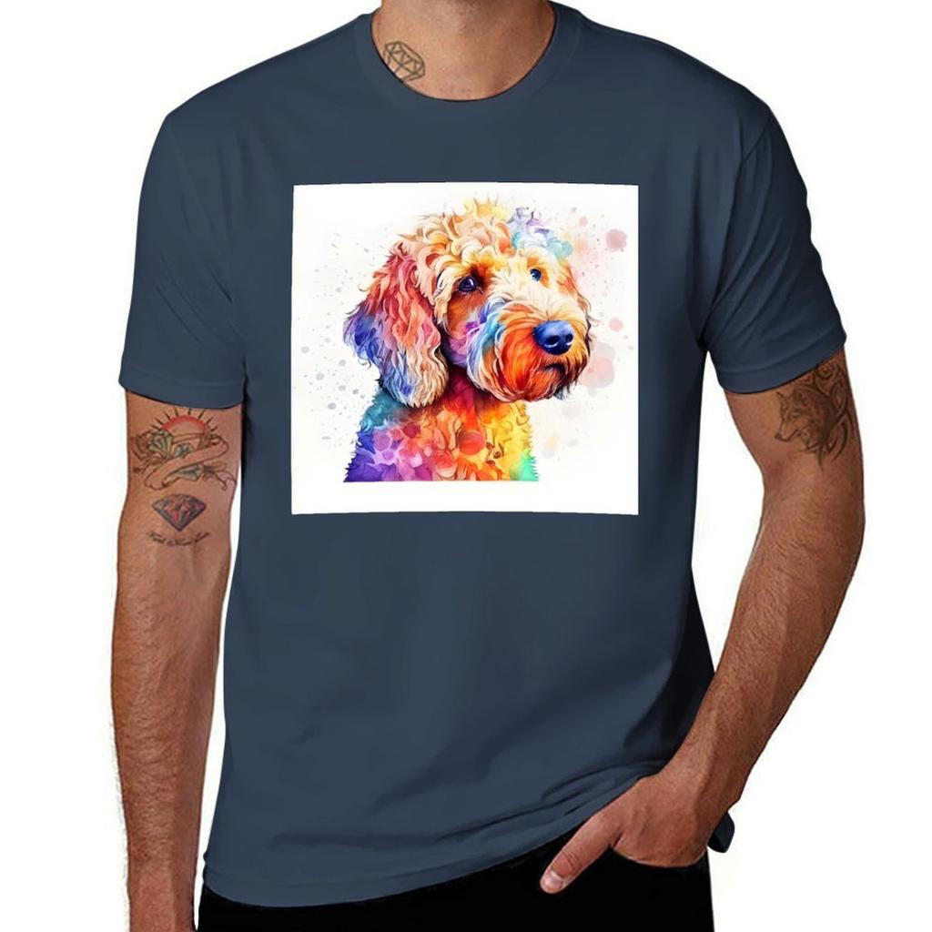 Watercolor Golden Doodle Portrait Tshirt Sport Basic Moisture Wicking Tee
