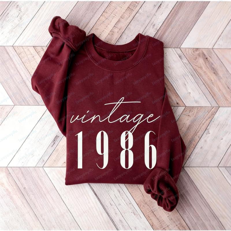 Classic Sweatshirts Women Vintage th Birthday Year Number for Him Her Milestone Best Friend Bday Matching Hoodies