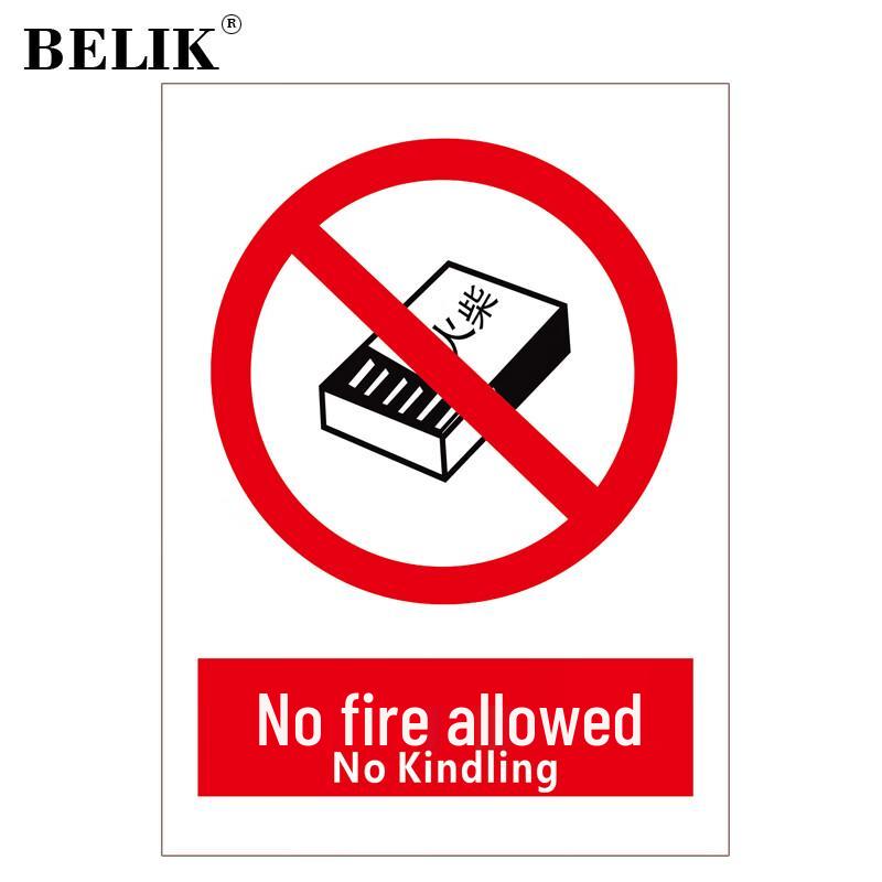 BELIK No Open Flames Safety Warning Sign 30x40 CM