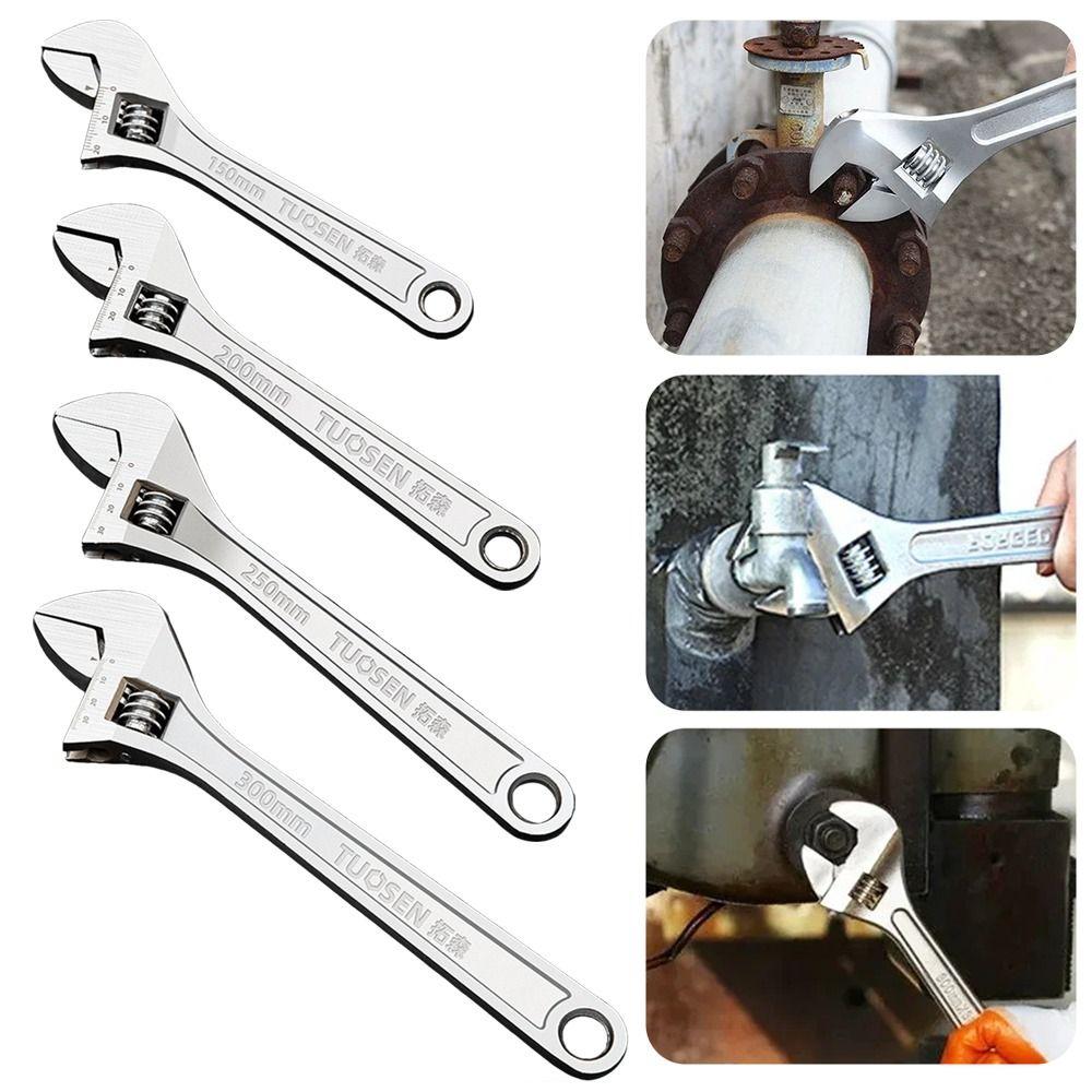 New High-Carbon Steel Adjustable Wrench Large Openin Long Handle Wrench Universal 6-12 Inch Heavy Duty Wrench