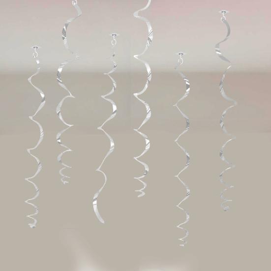 6 Pcs Colorful Ceiling Swirl Foil Decorations Plastic Hanging Spiral Streamers for Wedding Birthday Graduation New Year Party Decoration
