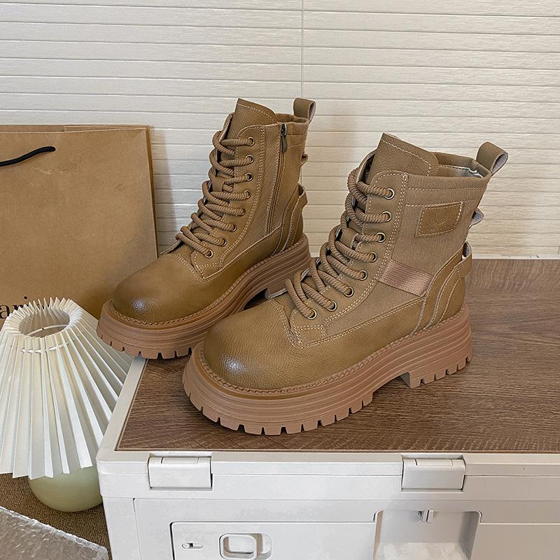 Thick-soled versatile and thin big yellow boots Martin boots 2025 autumn new fashionable retro British wind locomotive tooling boots