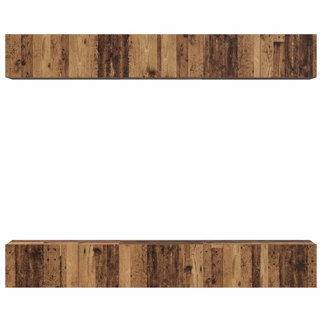 Wall Mounted TV Cabinet Set 6 pcs Reclaimed Wood Effect Particleboard