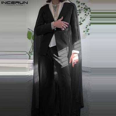 Oversized Men Lapel Long Sleeve One Button Shawl Thin Blazer Casual Coats