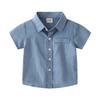 Boys' Cotton Short Sleeve Shirt Color Collared Casual Top for Everyday Outfits