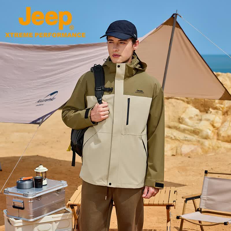 JEEP Men's 3-in-1 Outdoor Windproof Waterproof Jacket with Fleece Liner