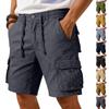 Men Cargo Shorts Relaxed Fit Drawstring Waist Multiple Pockets Lightweight Cotton Casual Outdoor Shorts