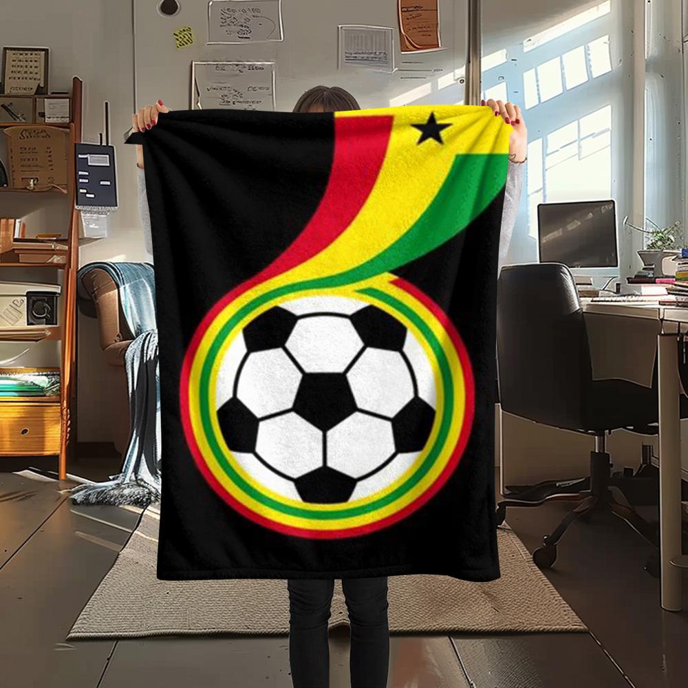 1 Stück Ghana Fußball Print Flanelldecke Hohe Qualität Warm Bequem Decke für Alle Jahreszeiten Perfekt für Geschenke Heimdekoration