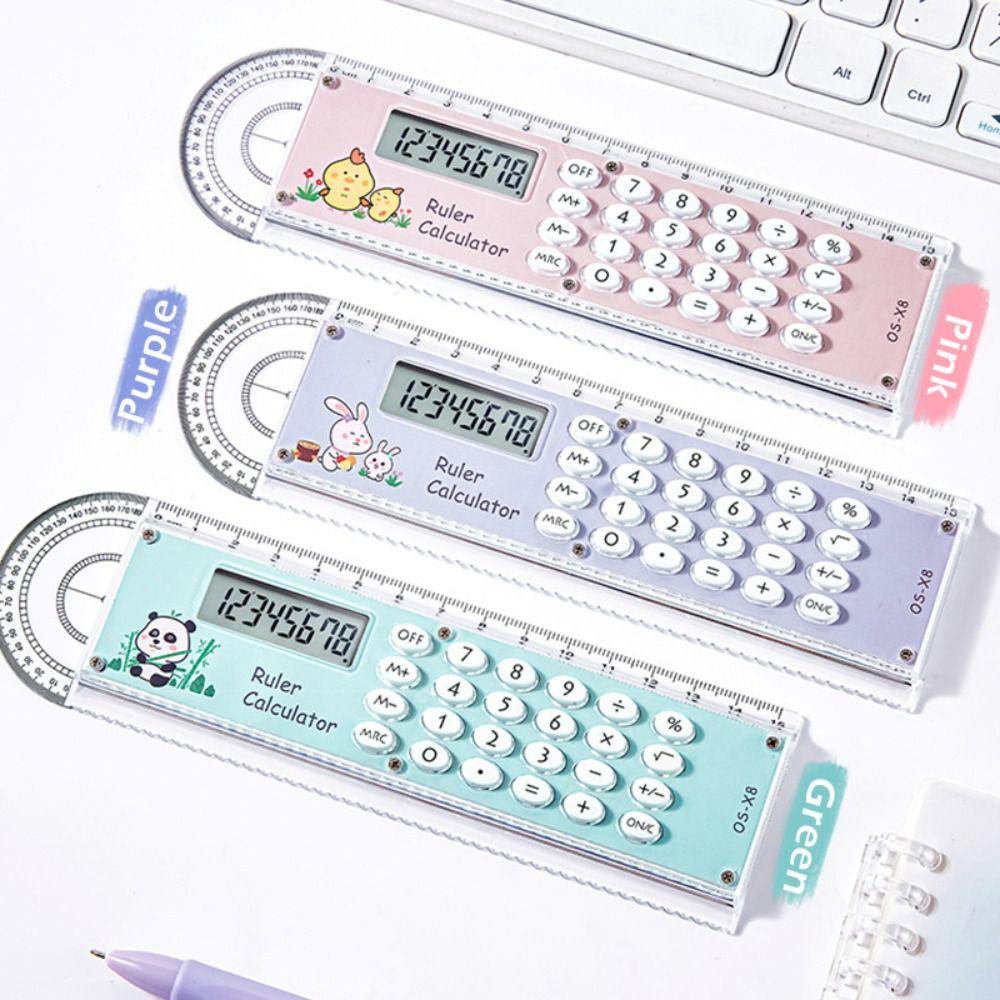 Durable 3-in-1 Ruler With Protractor Clear Multi-function Ruler 15cm Calculator Ruler School Office