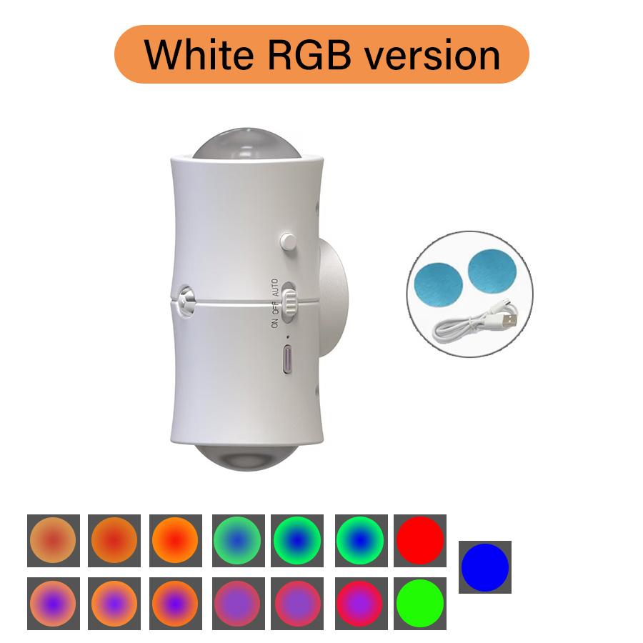 Motion Sensor LED Wall Light RGB Rechargeable Double-head Magnetic Spotlight for Bedroom Hallway Stair Ambient Lighting