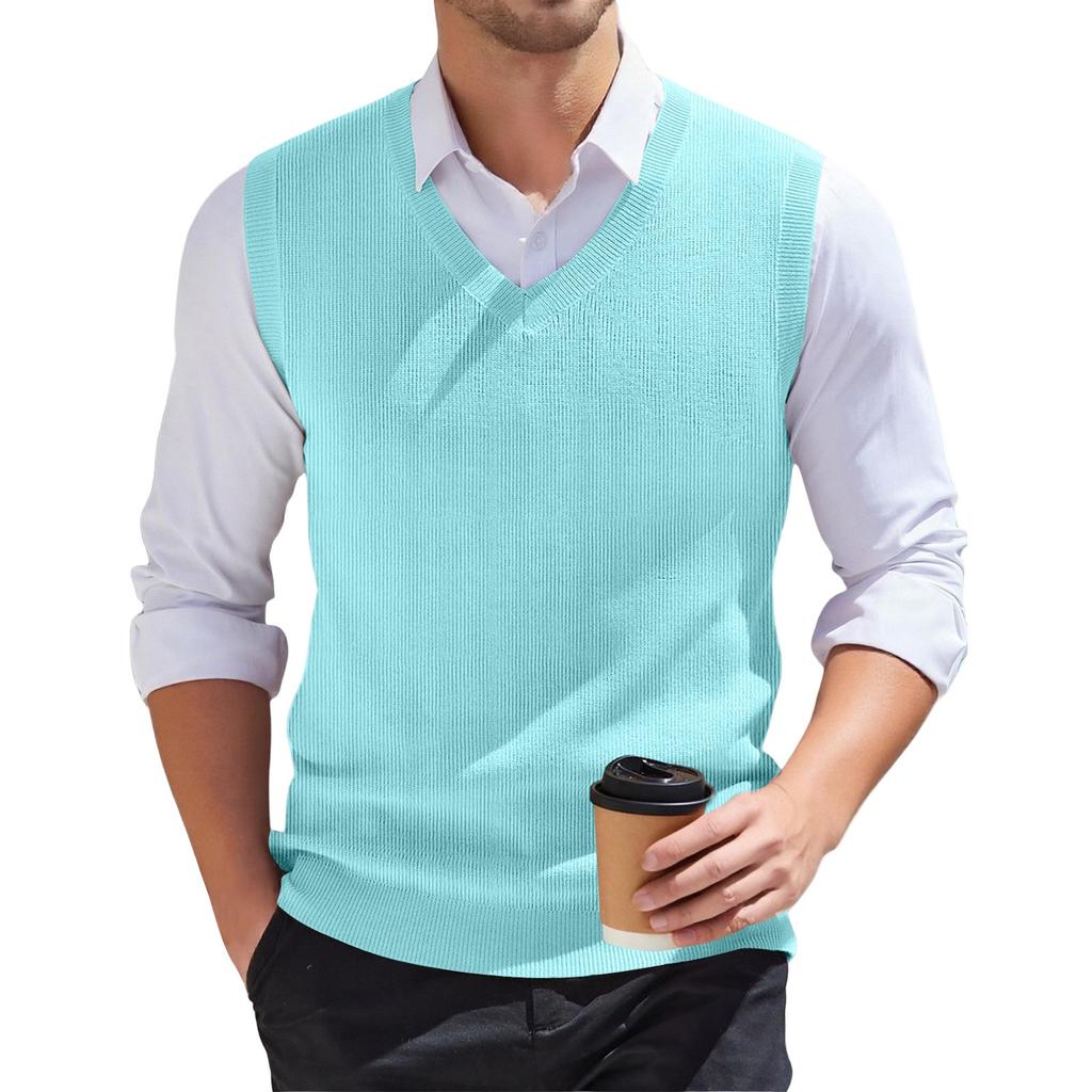 Men's V-neck Vest Sleeveless Knitted Pullover