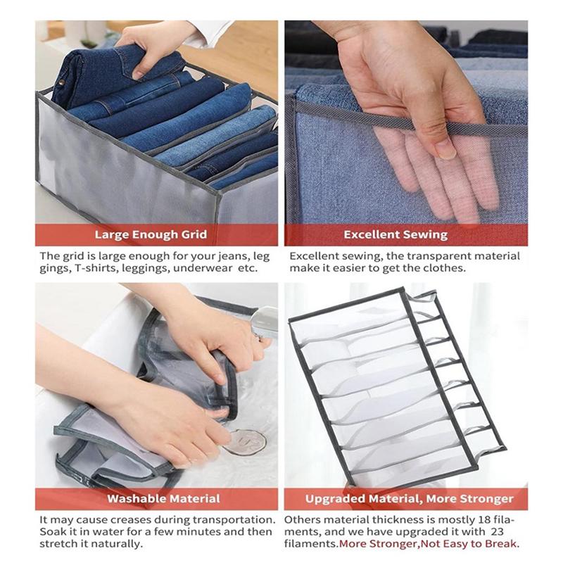 M-Modern-Home For Sock Storage Box-Closet Organizer 6PC Underwear Separated 7/9/11 Grids Foldable Drawer For Jeans Bra
