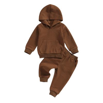 Kids Boys Girls Fall Outfits Solid Color Hoodies 6M 12M 1Y 2Y 3Y 4Y 5Y Long Sleeve Hooded Sweatshirts and Elastic Waist Long Pants 2Pcs Clothes Set