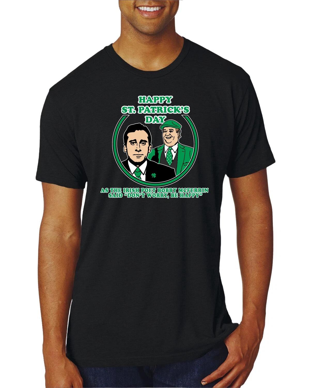 The Office St Paddys Irish Dont Worry Be Happy Quote Men Tri Blend T- Shirt 2XL