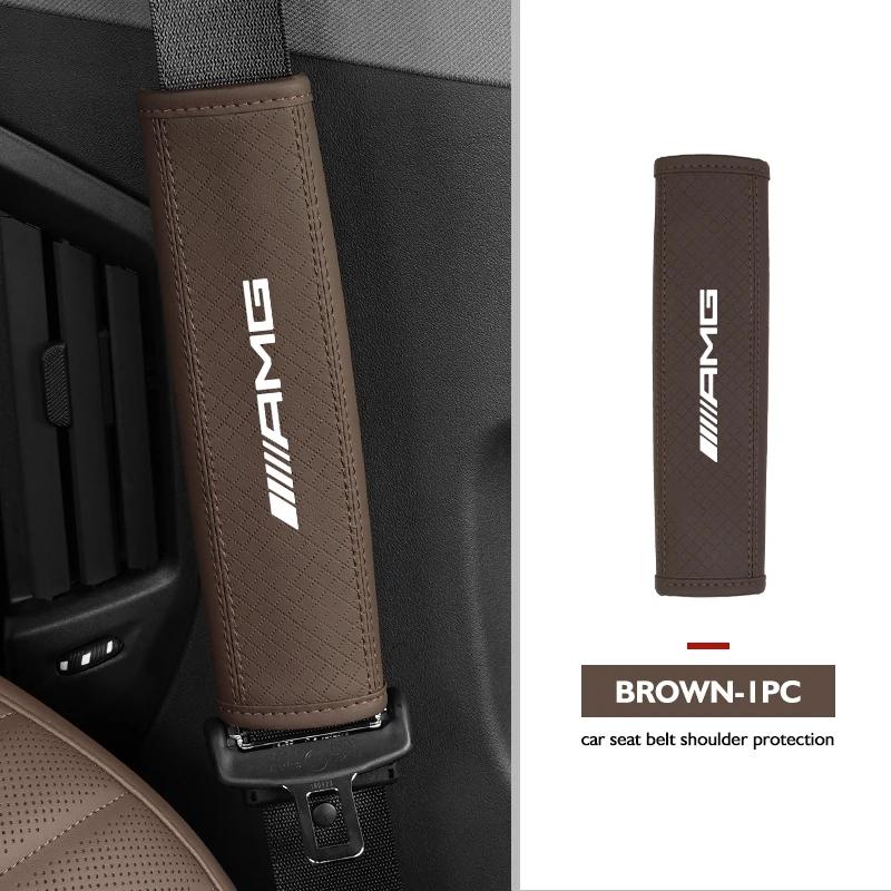 Leather Car Seat Safety Belt Soft Protector Shoulder Strap Pad For Mercedes Benz AMG W202 W212 W213 WAMG 220 W221 W222 C180 C200