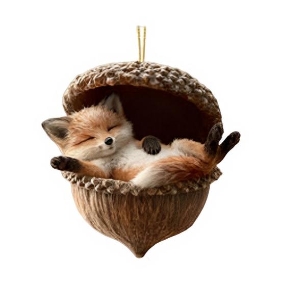 Gemütliche Wald Eichel Ornamente 2D Acryl Tier Hängedekoration für Weihnachtsbaum Waldthema Party Heimdekoration