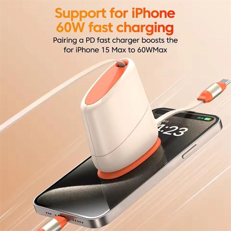 Desktop Fixed 100W Type C to Type C Cable Retractable Fast Charging Data Cord For iPhone17 16 15 iPad 6 Huawei Xiaomi Quick Charge