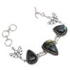 Shiney Labradorite Gemstone Silver Jewelry Bracelets 7''Adjusable