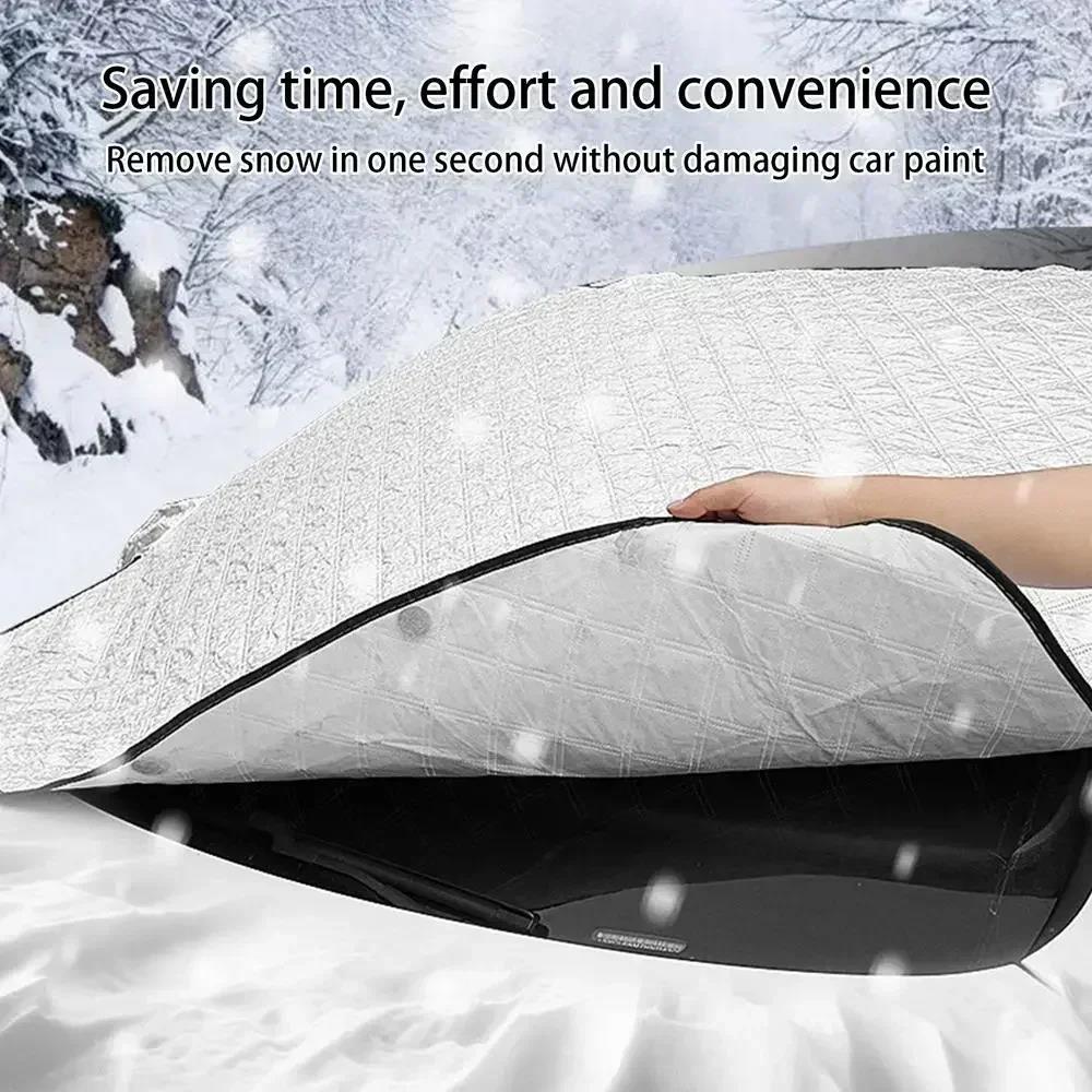 Car Windshield Cover for Ice and Snow Snowproof Iceproof UV Sunshade Universal for Most Cars with Mirror ProtectorWindshield Sunshades 1