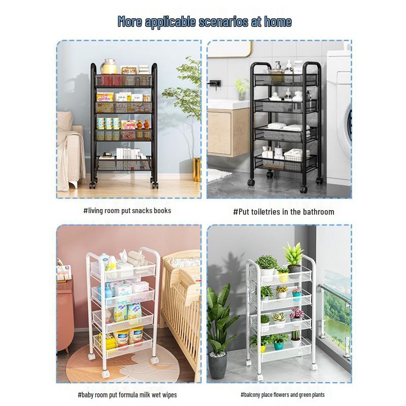Multi-layer Movable Kitchen Storage Trolley – Floor-standing Rack for Vegetables & Fruits