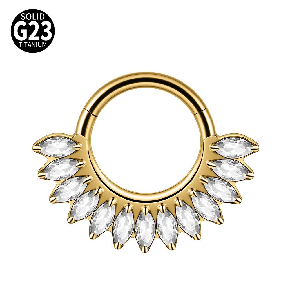1pc G23 Titanium Split Ring with Multi Slanted Marquise Round White CZ Septum Nose Ring Cartilage Helix Tragus Piercing Jewelry