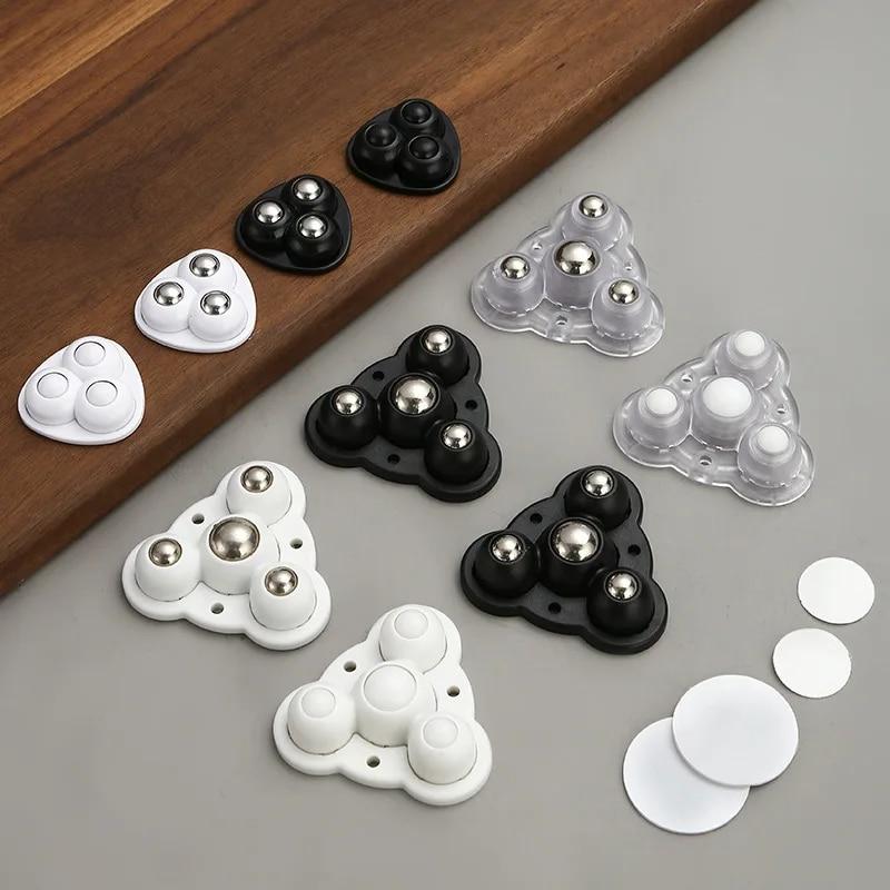 4PCS Non Punching Adhesive Ball Pulley Furniture Mobile Base Accessories Small Wheels Storage Bin Garbage Bin Universal Wheels