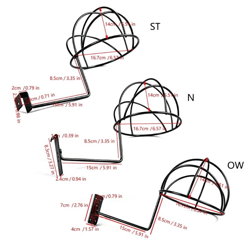 Hemispherical Iron Hat Holder with Projecting Wall Arm and Protective Finish for Baseball Hats, Berets, and Bucket Hats