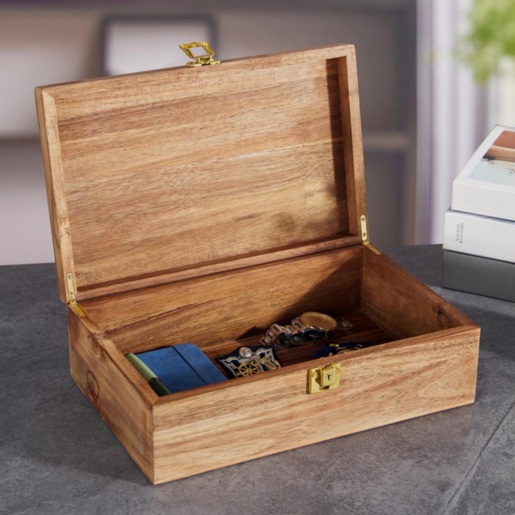 Acacia Wood Keepsake Box Decorative for Wedding Memories, Graduation Mementos