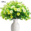 10pcs Artificial Daisies Flowers Outdoor Fake Plastic Plants UV Resistant Faux Greenery Shrubs Greenery for Hanging Planters