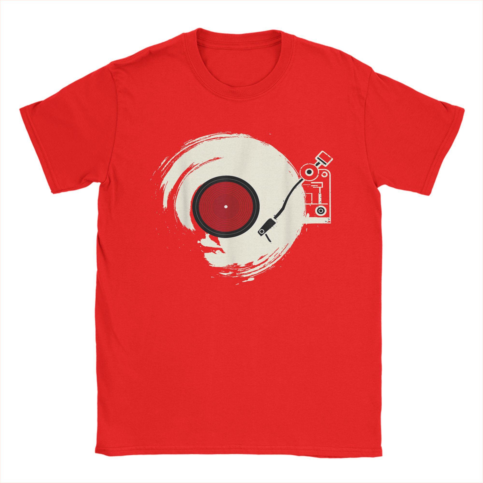 

Забавные футболки с эскизом винилового проигрывателя для мужчин, забавные футболки с круглым вырезом, футболки с коротким рукавом, топы, новинка S