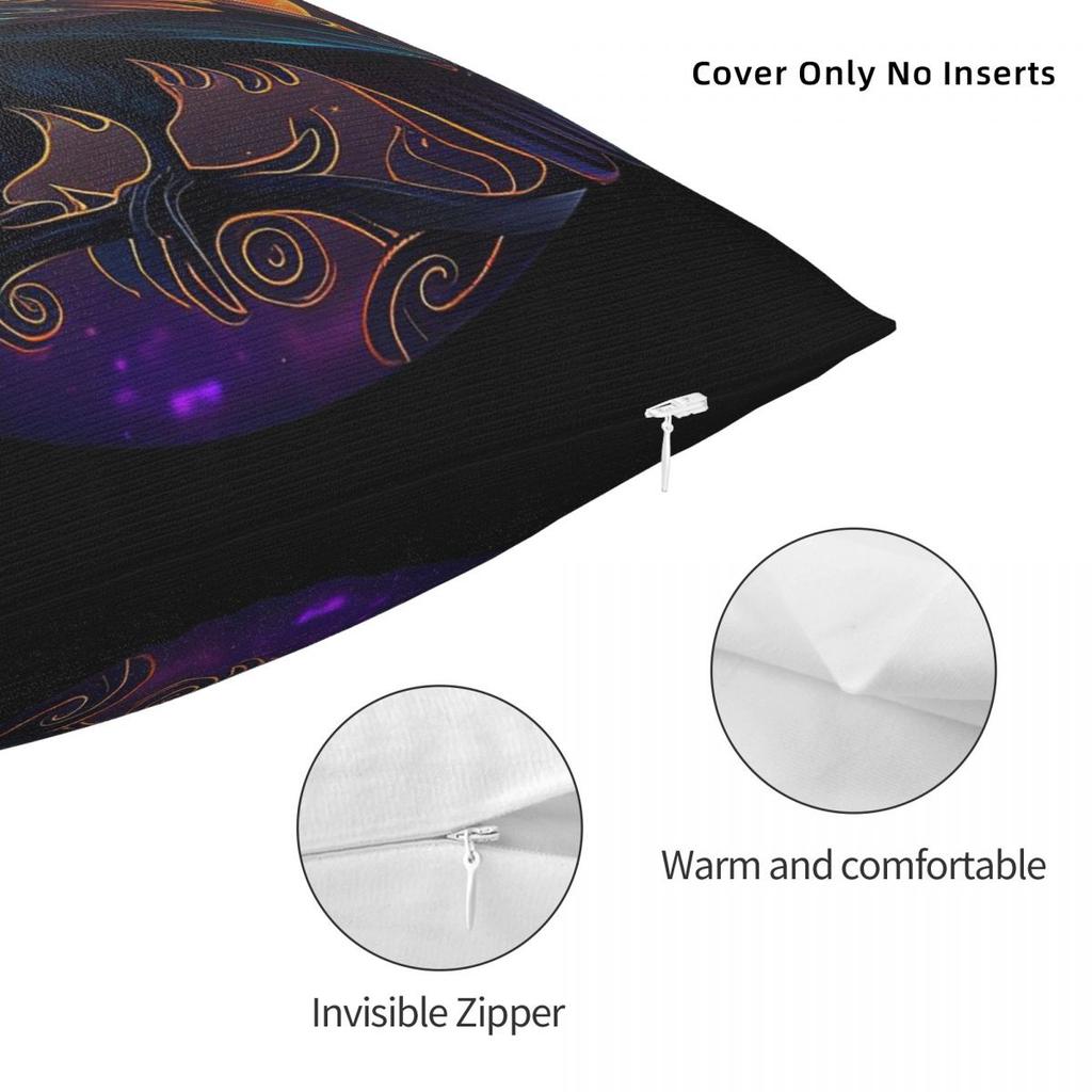 Mystical Full Moon Raven Spirit Square Pillowcase Polyester Linen Velvet Printed Zip Decor Pillow Case Home Cushion Case