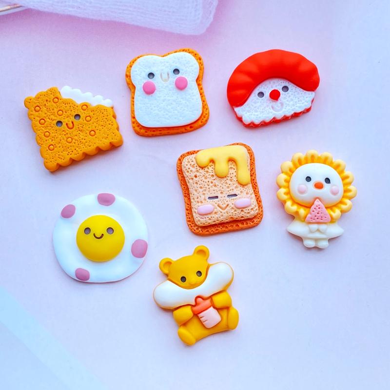 10 Stück Neue Süße Mini-Kuchen-Keks-Serie Harzfigur Handwerk Flache Rückseite Cabochon Schmuckherstellung Haarschmuck Zubehör