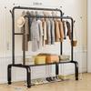 Indoor Double-Rod Floor-Standing Clothes Rack for Balcony or Bedroom