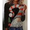 Fashion Women's Crew Neck Long Sleeve 3D Casual Color Printing Casual Long Sleeve Crew Neck T-Shirt